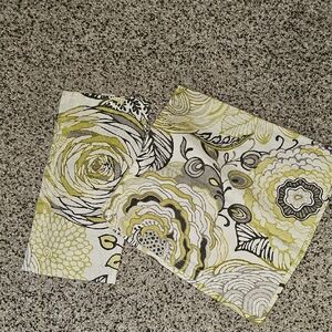 2 Cost Plus World Market Green and Cream Cotton Napkin